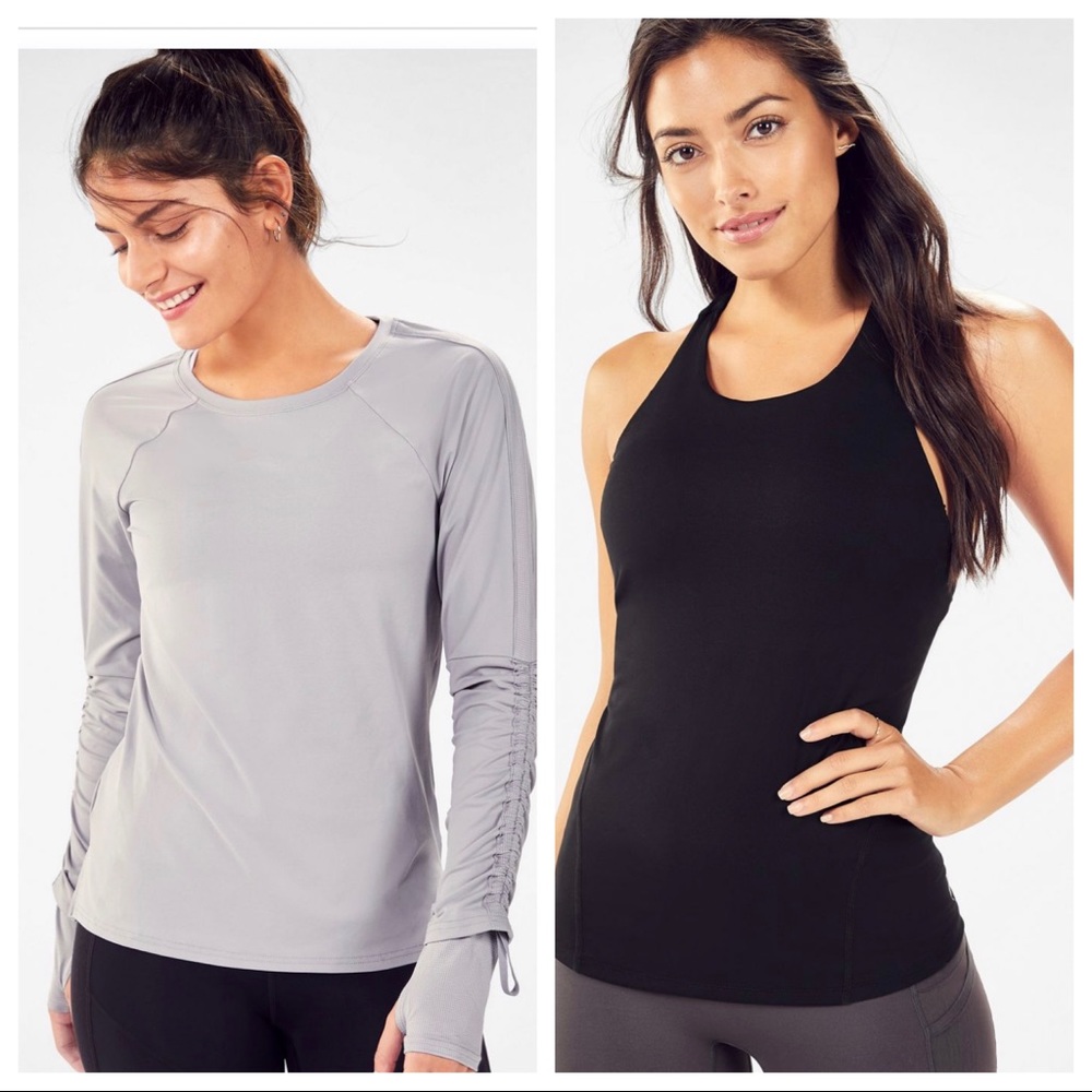 Fabletics Women's Black Workout Tops in Large
